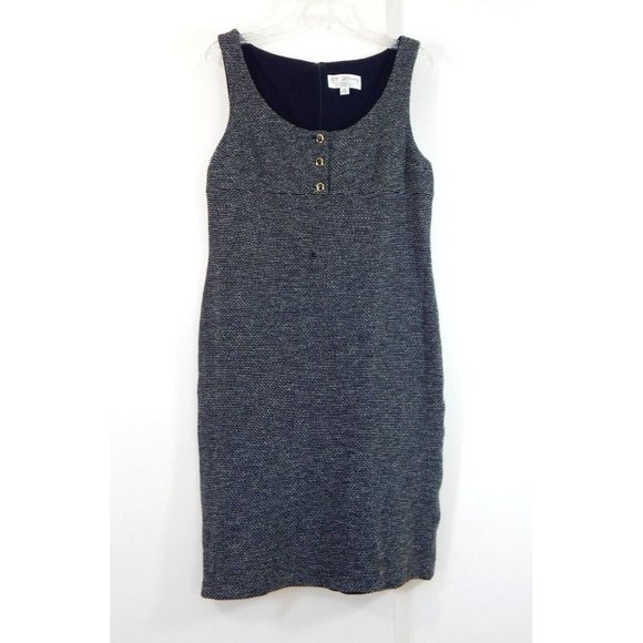 ST JOHN COLLECTION MARIE GRAY sweater dress knit FLAWED sleeveless black gray 12 - Picture 1 of 11